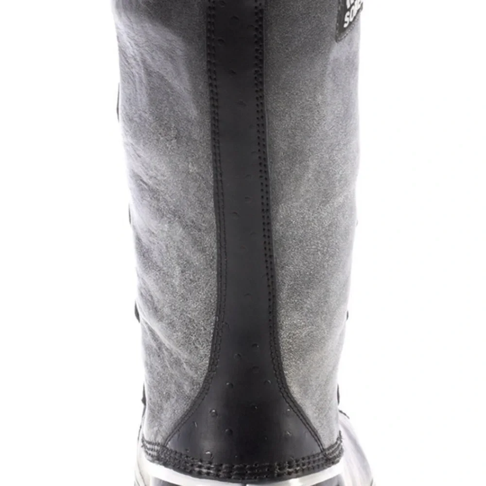 Sorel Tivoli Winter Snow Waterproof Boots Lace Up Distressed Grey Black Size 9.5